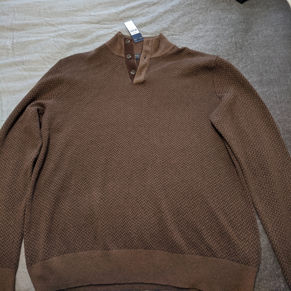 Polo Ralph Lauren Brown herringbone sweater L